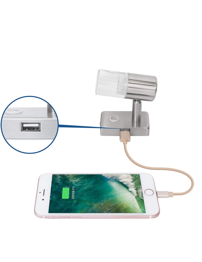 lighteu 12V Reading Light LED RV Interior 3W with USB Port (5V/2A) Dimmable Bedside, Designed for Reading, Boat, Yacht, and Caravan,Touch Switch Warm Two Pack (NI 2X D1-USB) - Image 3